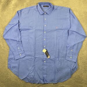 Polo Ralph Lauren Shirt 4XLT Big & Tall 100%‎ Linen Button Up Pony Blue NEW